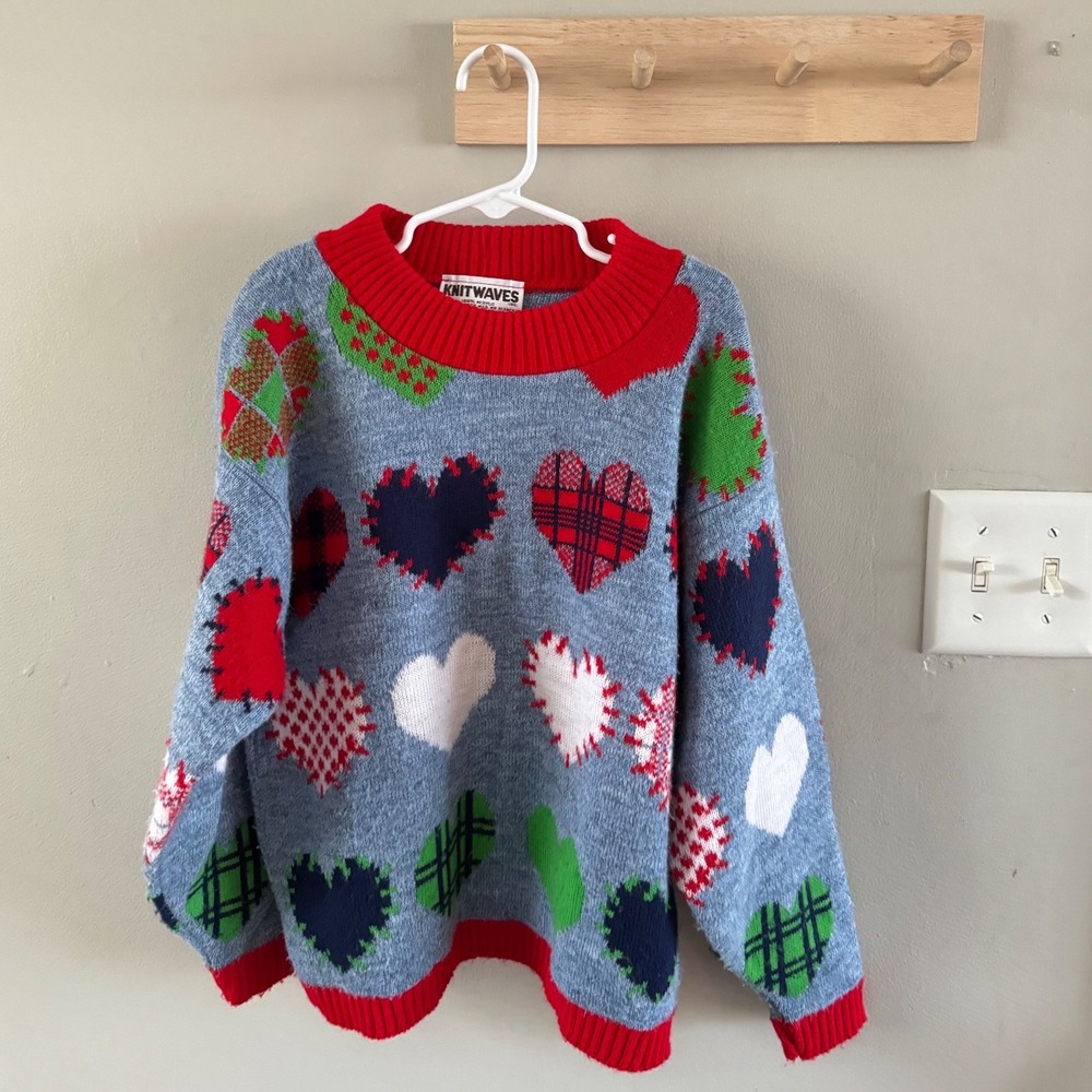 vintage knitwavws heart‎ sweater
